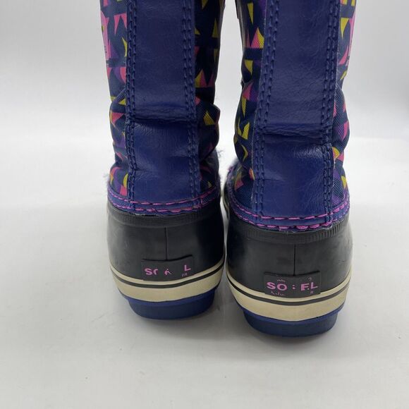 Sorel Yoot Pink Purple geometric Insulated Waterproof Duck Snow Boots Size 5‎ - Picture 8 of 10